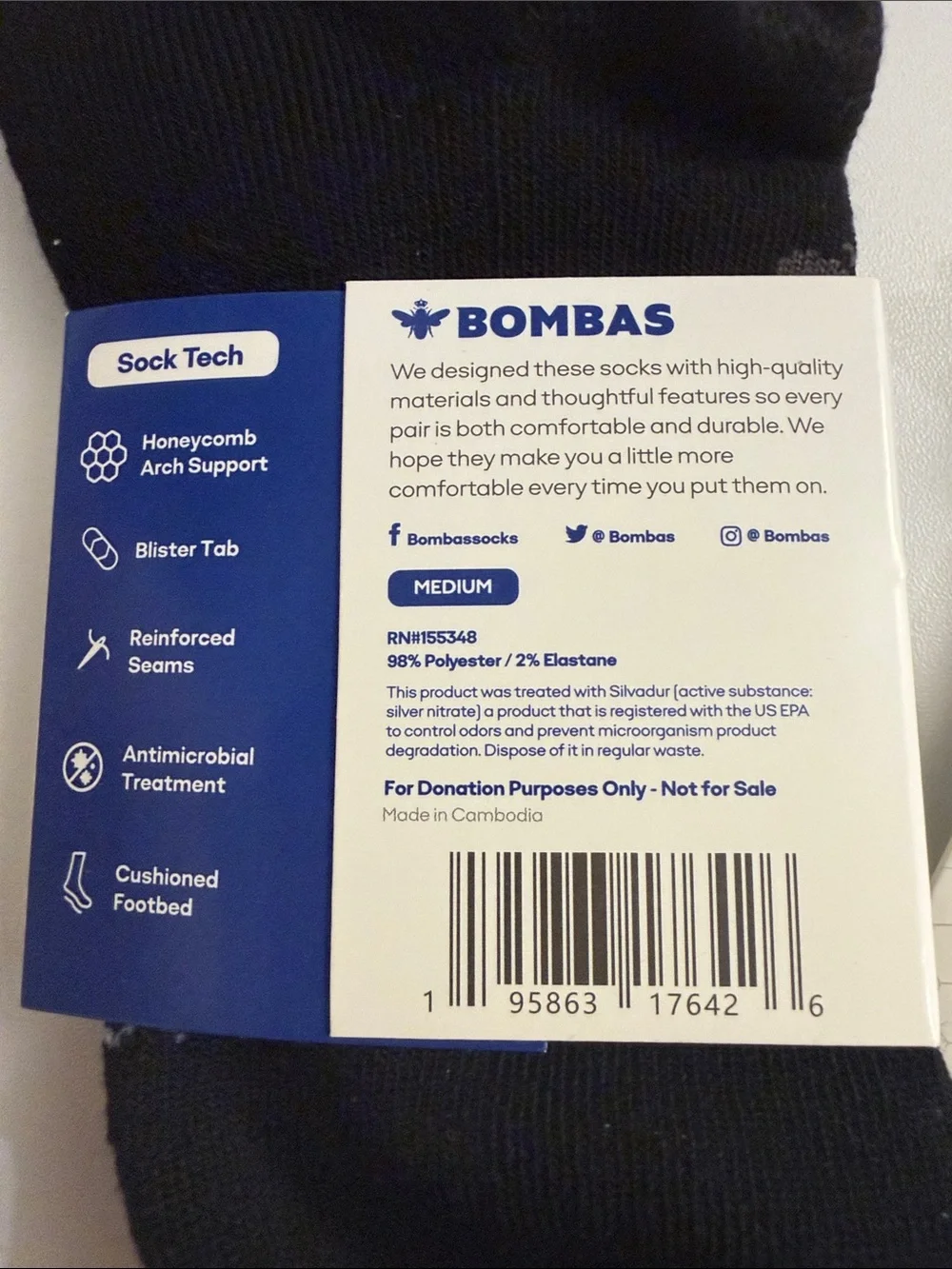 Bombas women’s Black Low-Cut Athletic Socks - 2 Pack size M